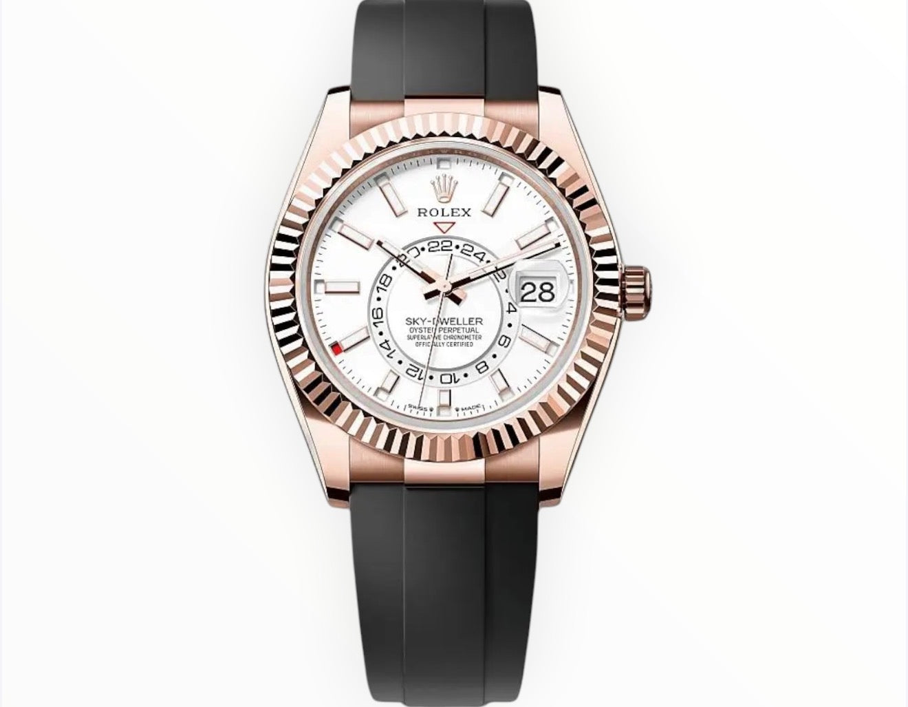 Skydweller Gold White Dial Oyster Flex