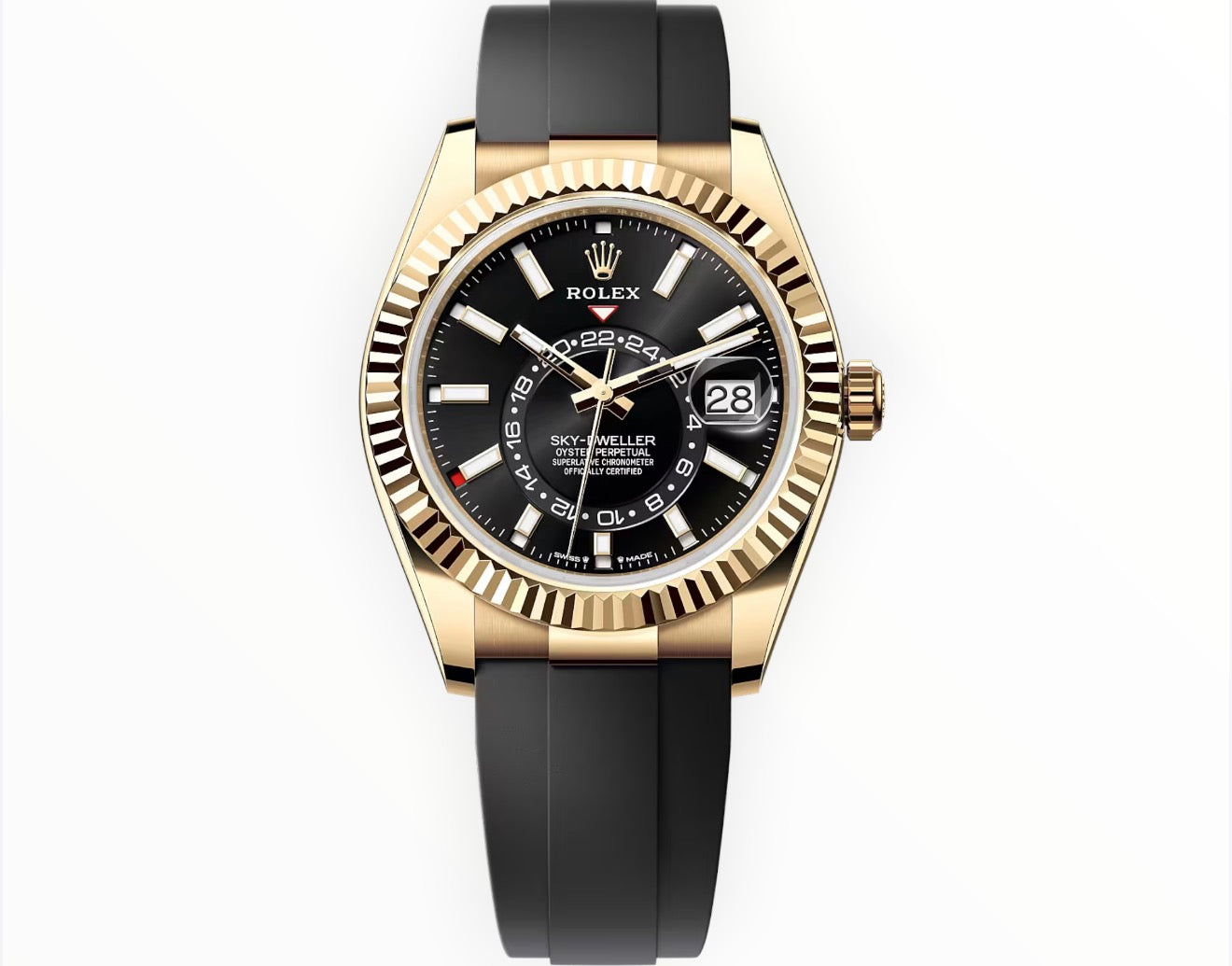 Skydweller Gold Black Dial Oyster Flex