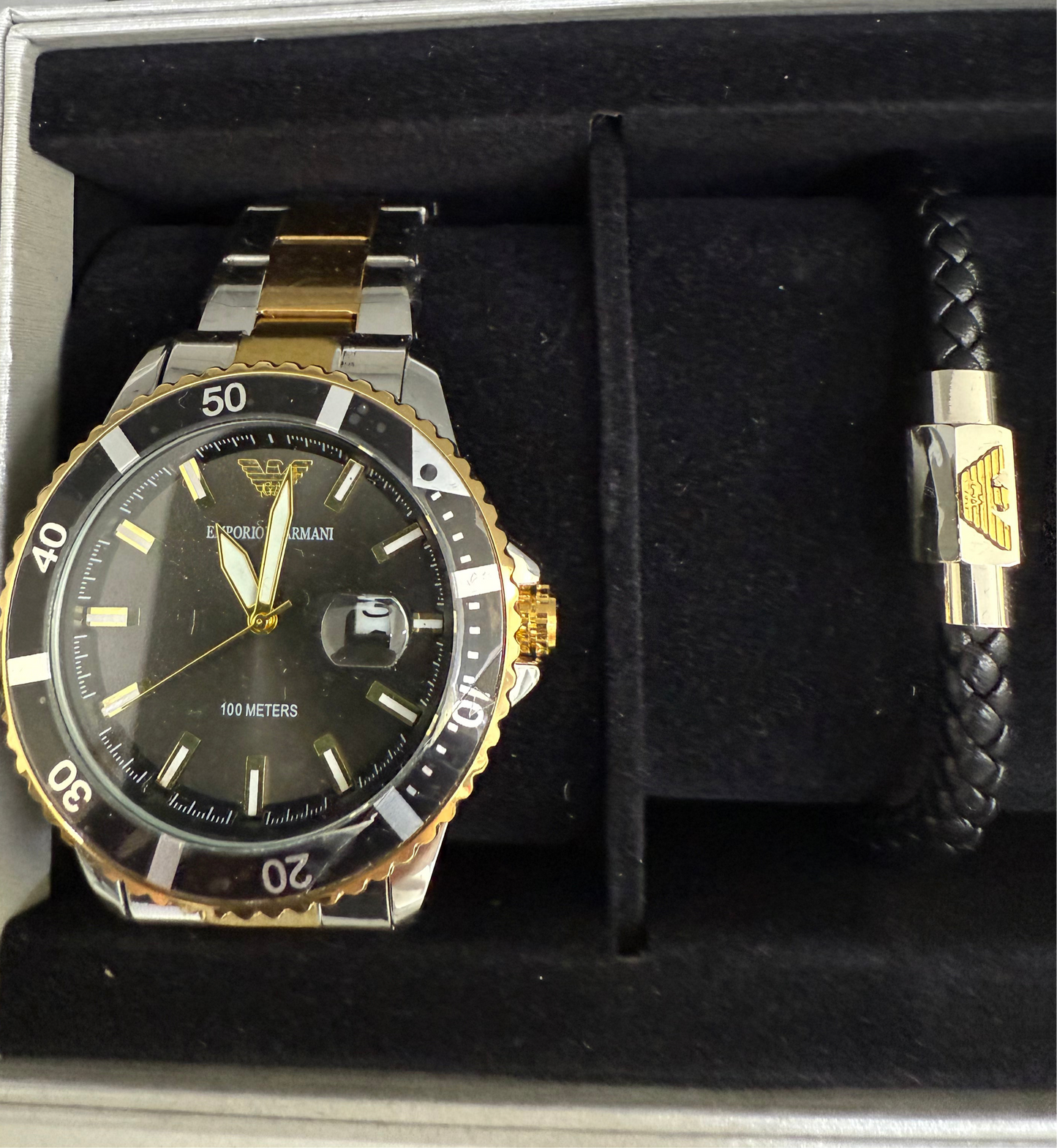 EArmani Two Tone Black Dial