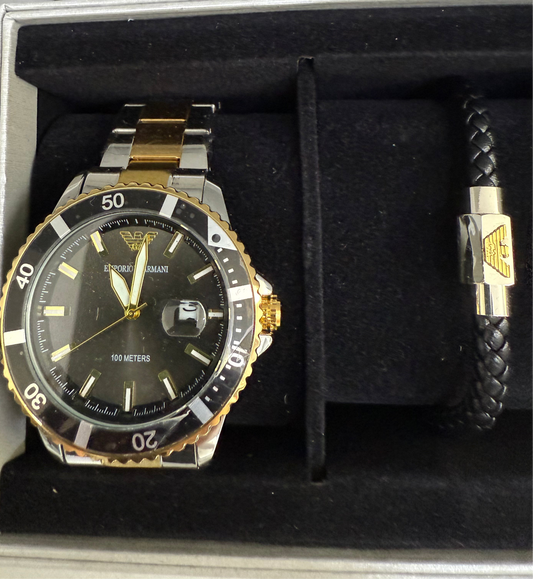 EArmani Two Tone Black Dial