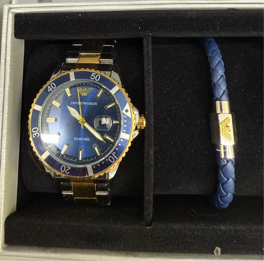EArmani Two Tone Blue Dial