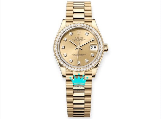 Lady-Datejust Champagne Diamond Dial Diamond Bezel