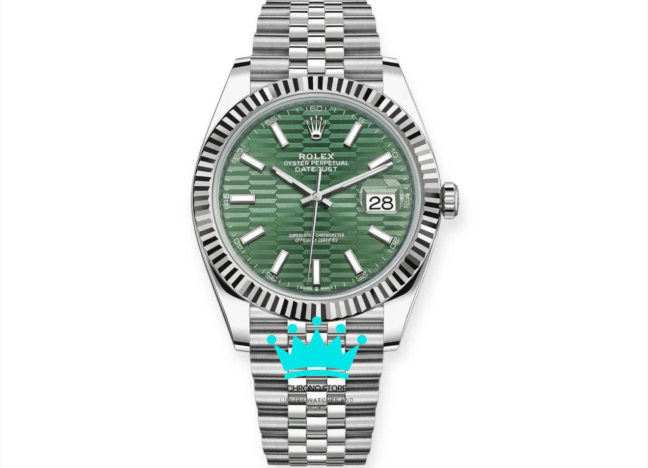 Date Just Green Dial Motif