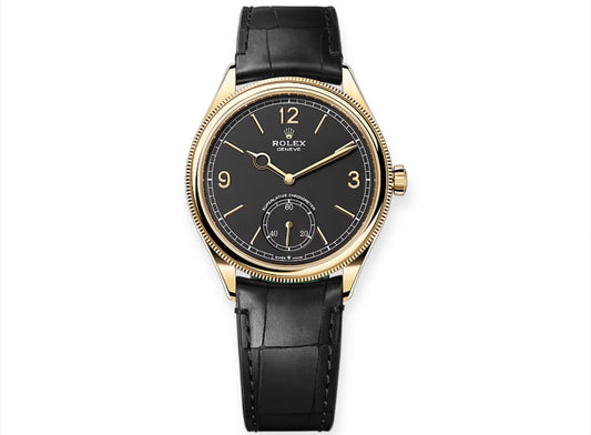 Perpetual 1908 Black Dial Gold Bezel