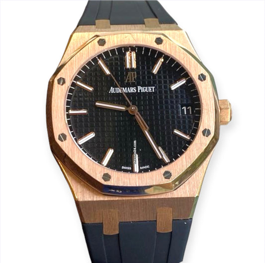 Royal Oak Black Dial Black Strap