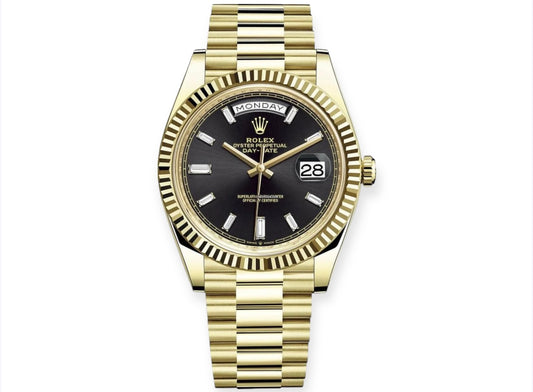 Day -Date Yellow Gold Black Baguette