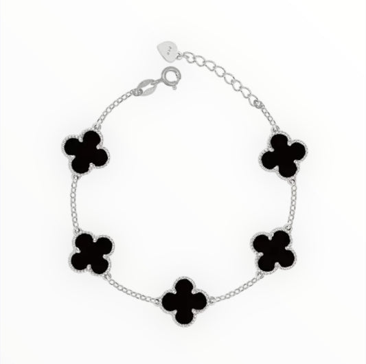 Flower Black Silver