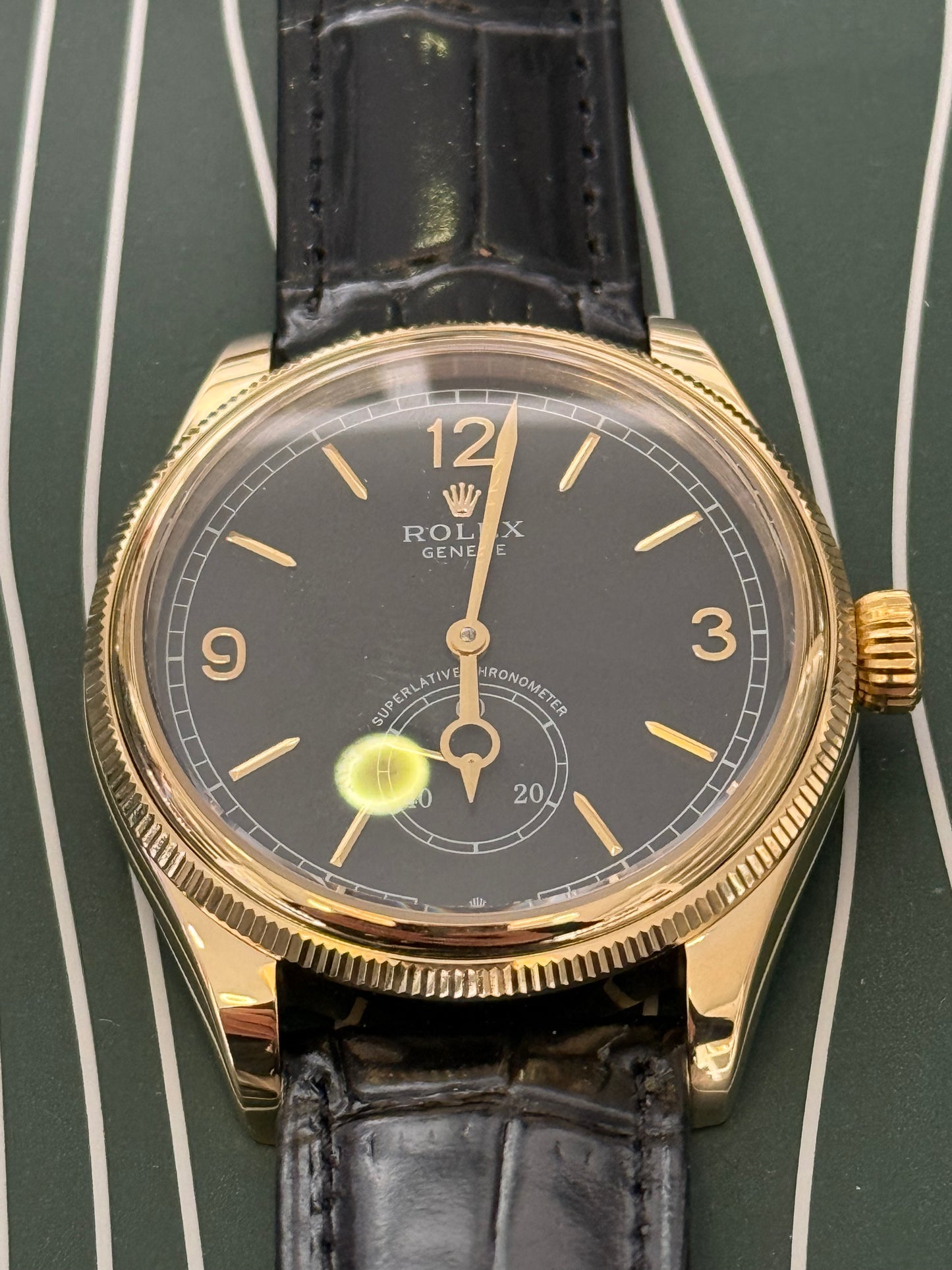 Perpetual 1908 Black Dial Gold Bezel
