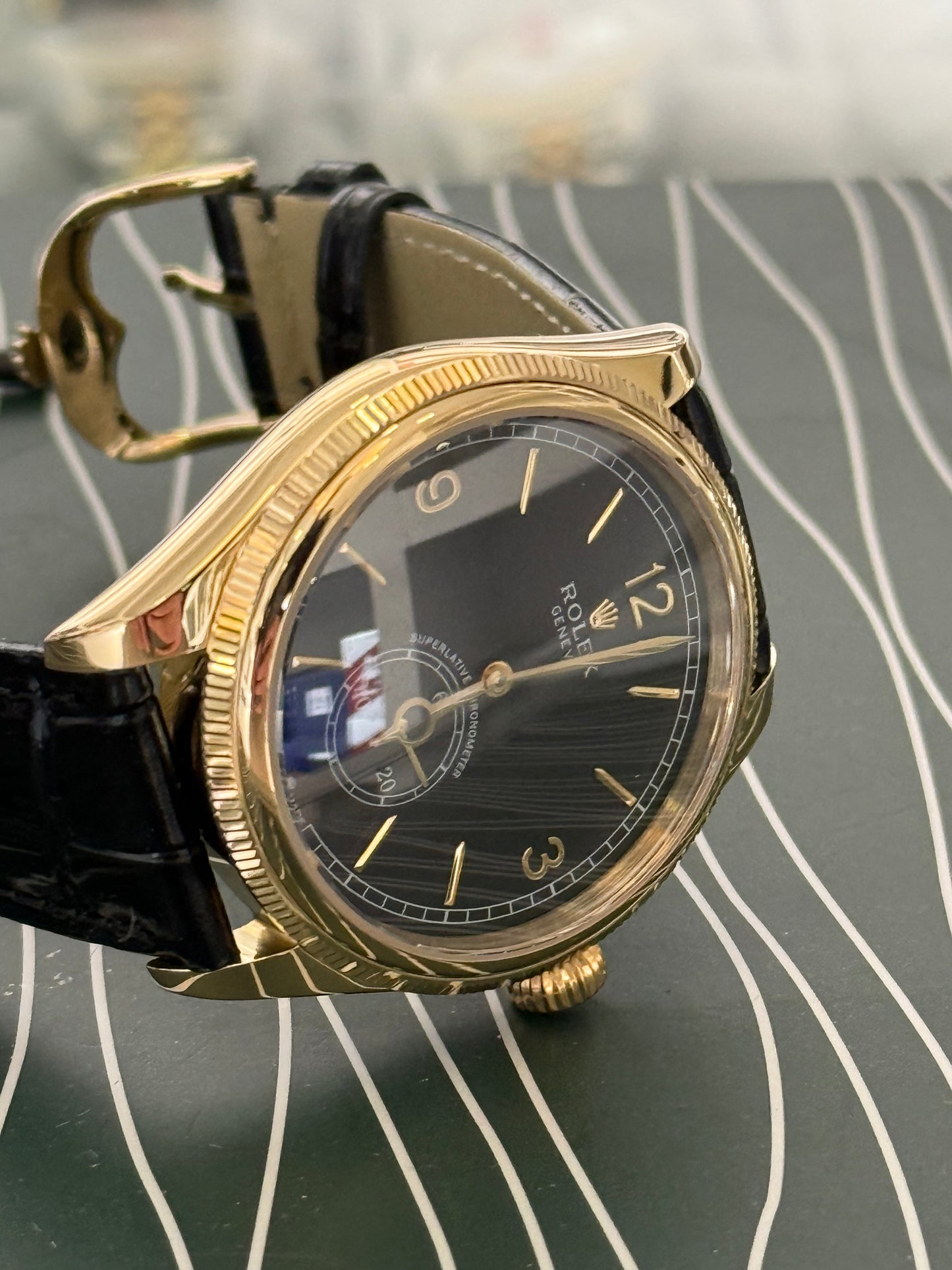 Perpetual 1908 Black Dial Gold Bezel