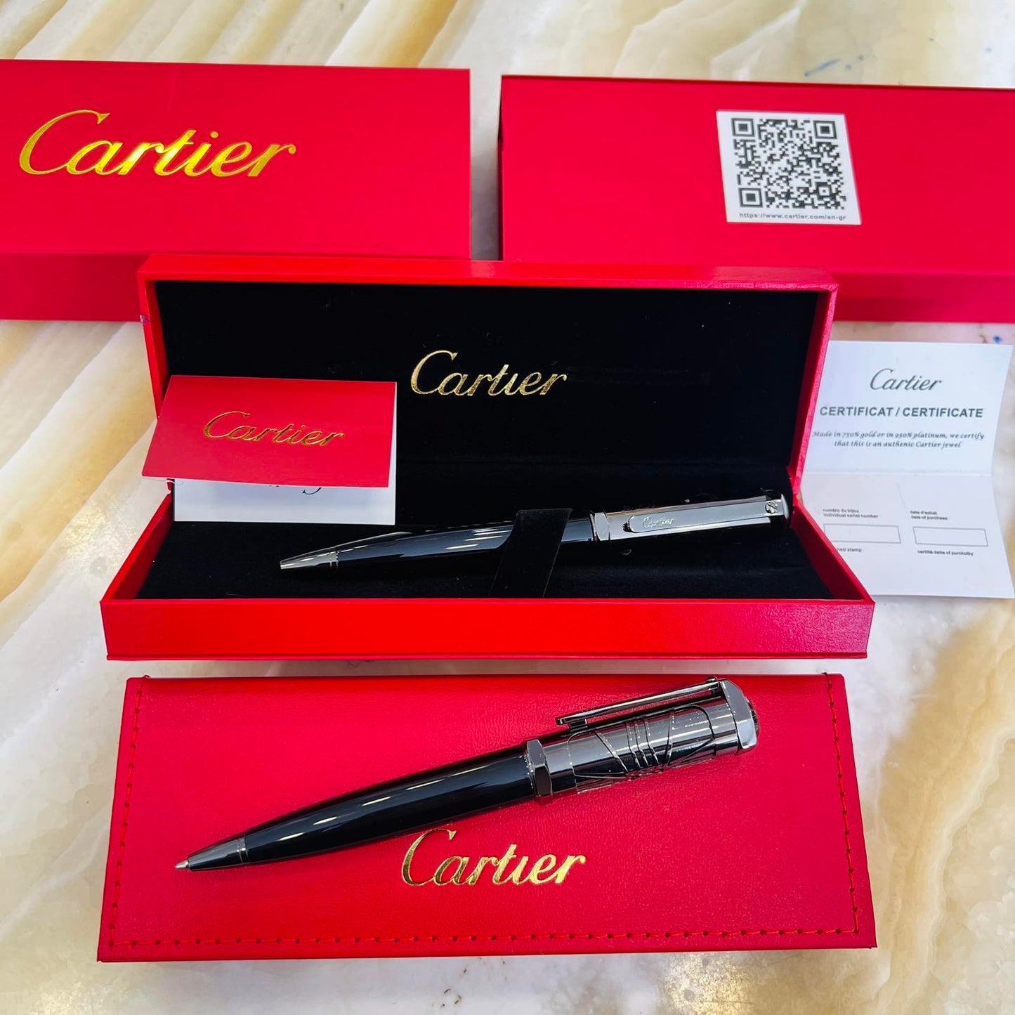 Cartier Santos Ballpoint Pen Black