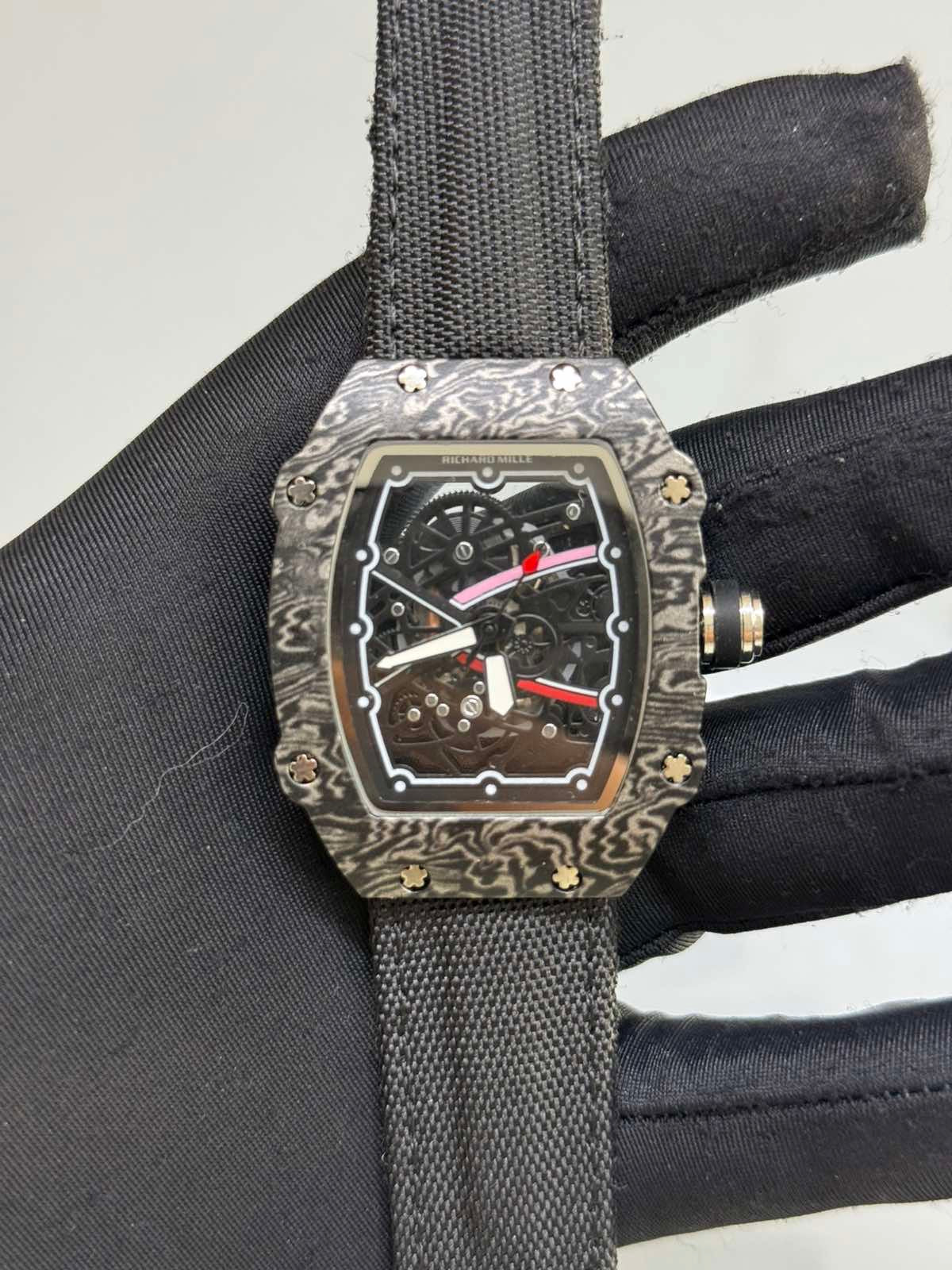 RM Black Carbon Bezel Black Skeleton Dial
