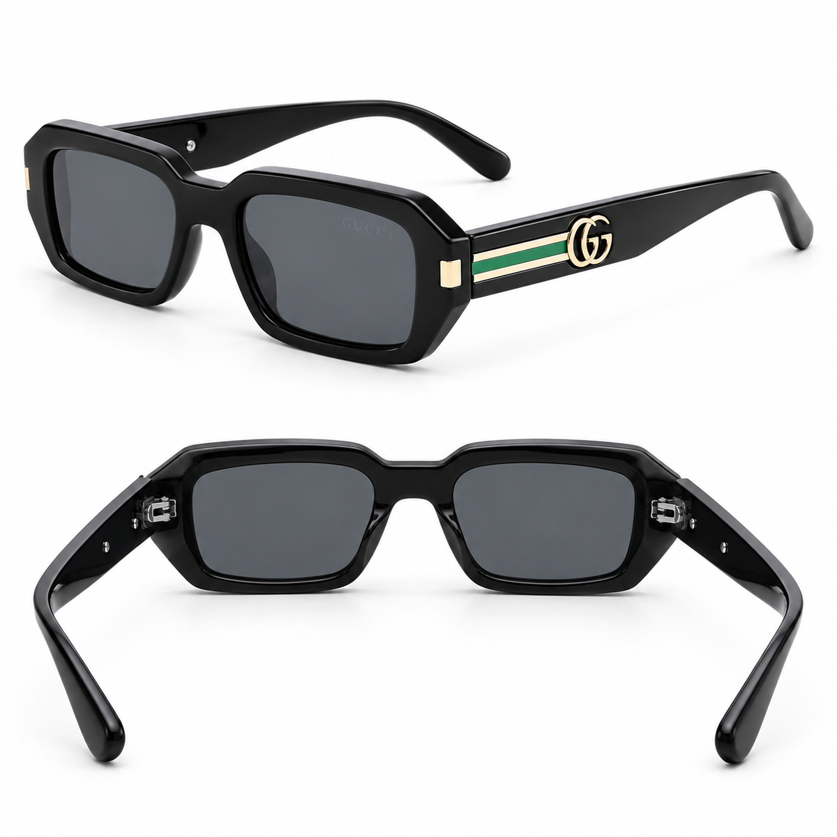 Gucci Black Square Luxury Sunglasses Unisex