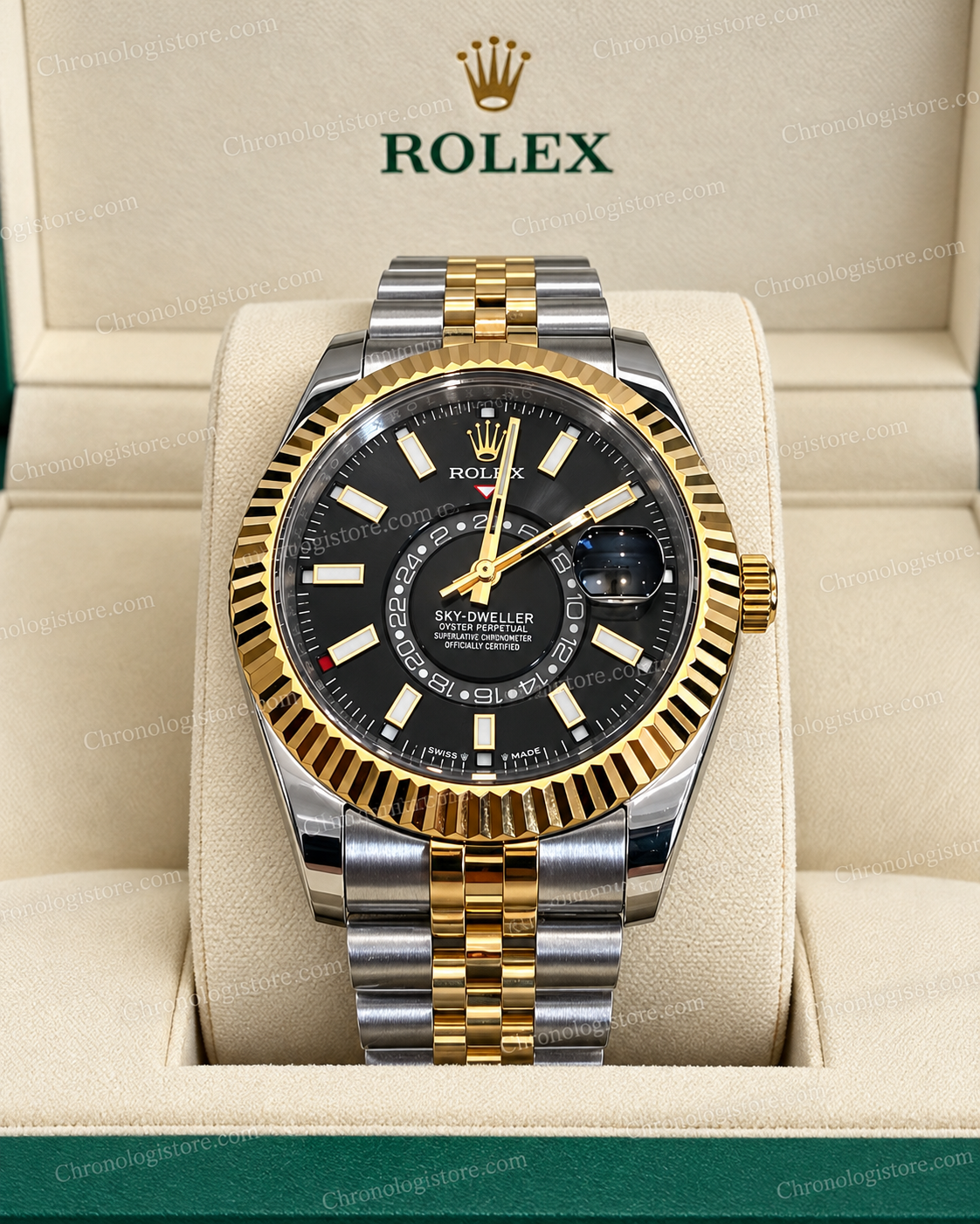 Skydweller Two-Tone Black Dial Jubille