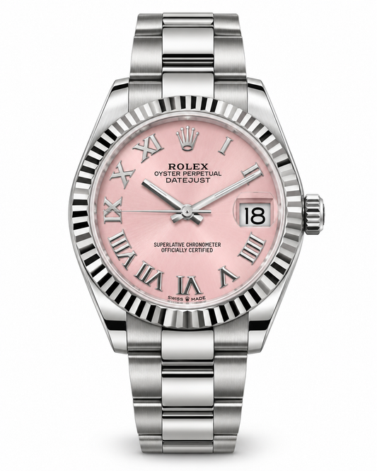 Date Just Pink Dial Roman Oyster